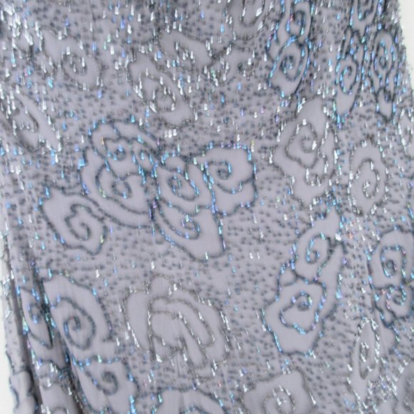 Gala by Mon Cheri Floral Beaded Mini Dress Size 8 Spaghetti Straps Purple - Picture 3 of 13